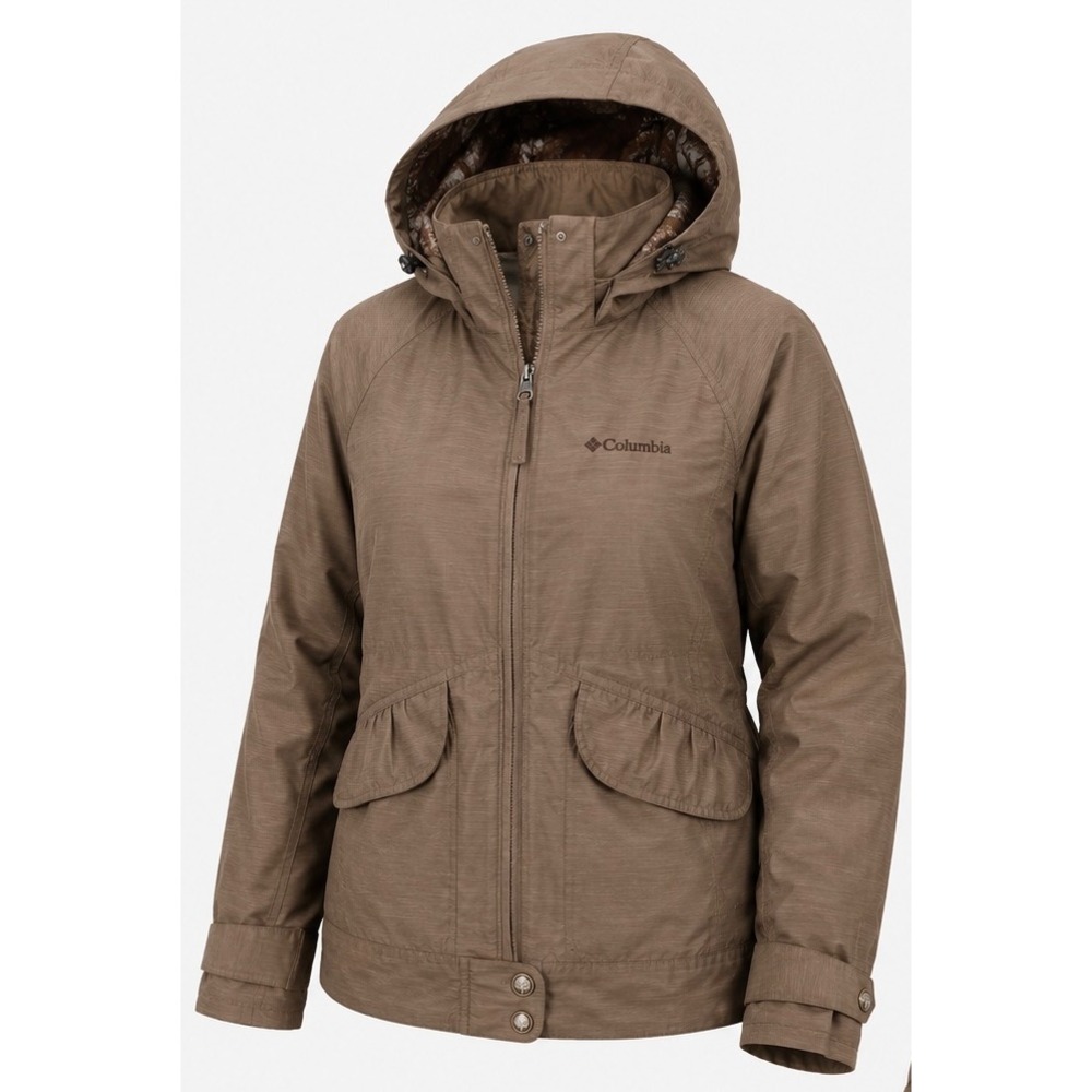 Columbia Omni-Tech Interchange Hooded Jacket Womens M Brown Waterproof Shell